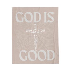 God Is Good Plush Blanket (Tan)