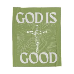 God Is Good Plush Blanket (Sage Green)