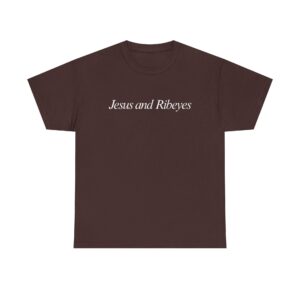 Jesus and Ribeyes Unisex Cotton Tee, Funny Graphic T-Shirt for BBQ Lovers, Church Events, Casual Wear, Gift for Foodies