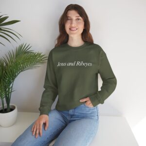 Jesus and Ribeye Sweatshirt – Faith, Fuel, and Comfort